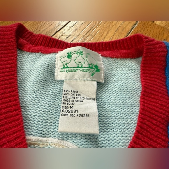 Quacker Factory Christmas Cardigan Sweater Americana Patriotic Angel Flag Size M - Picture 2 of 14